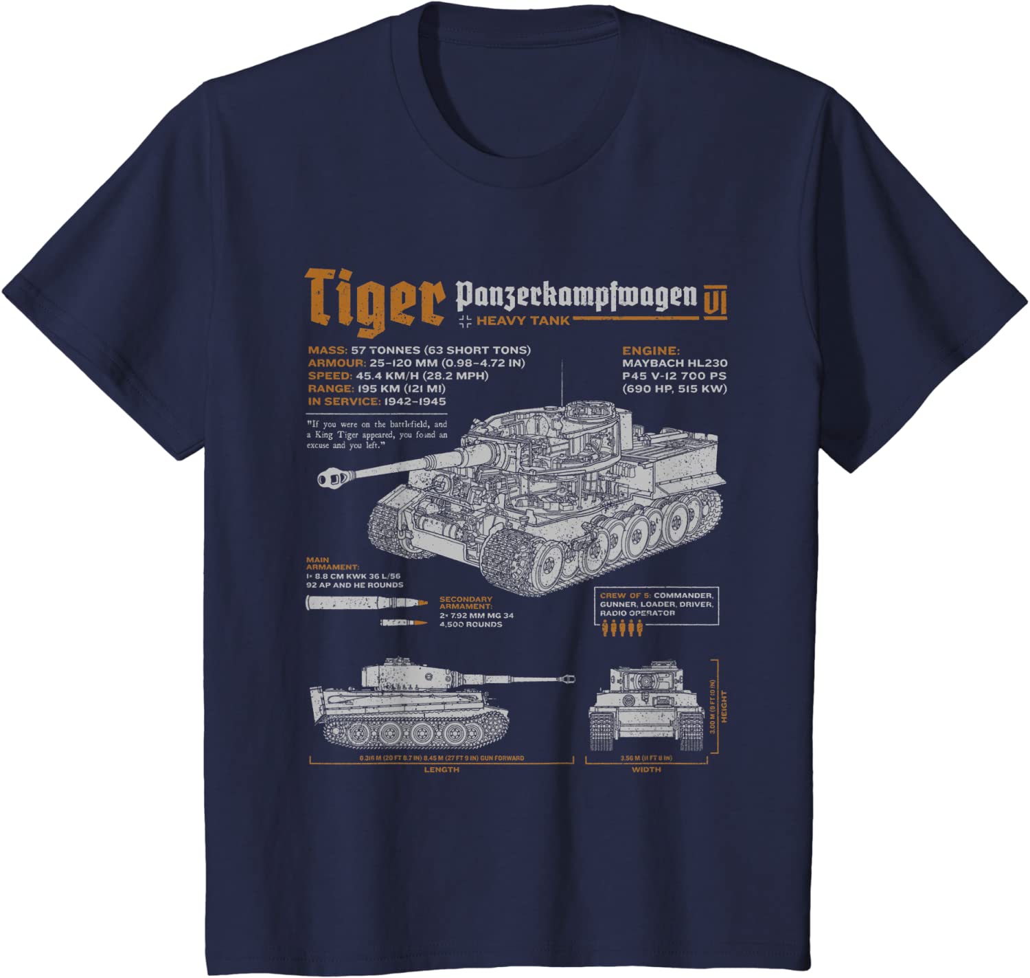 Koszulka z nadrukiem czołgu Tiger Panzerkampfwagen VI