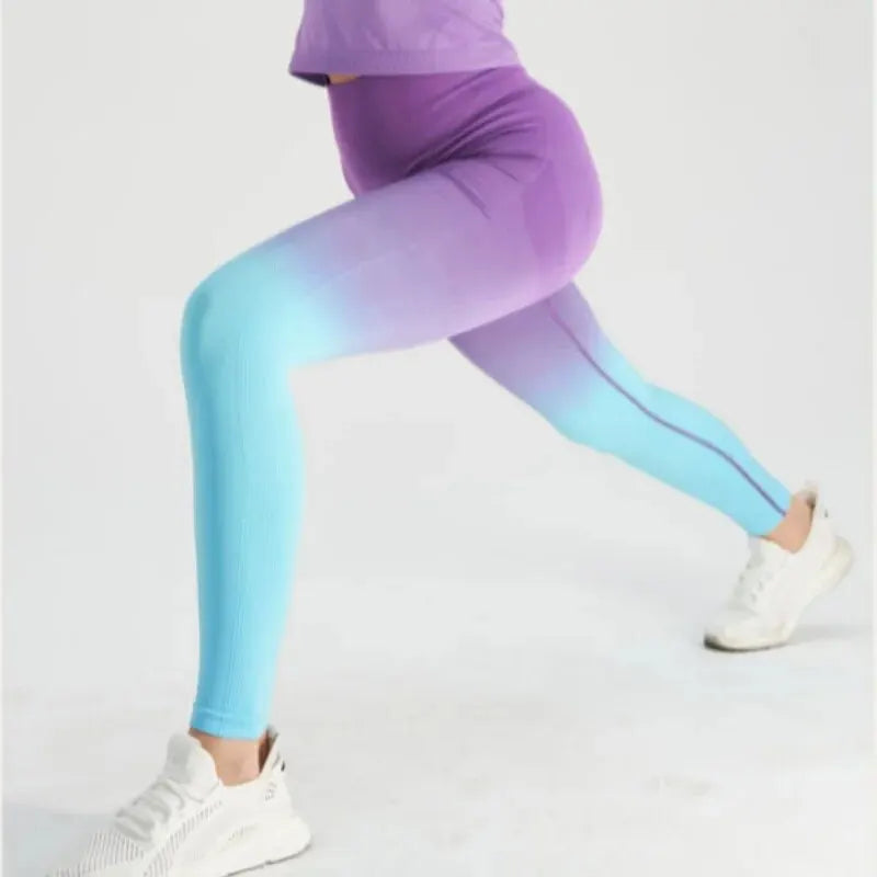 Damskie Kolorowe Ombre Legginsy Fitness